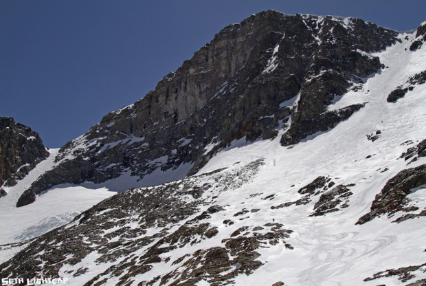 The Mt. Dana cirque and the couloirs dropping off the Dana Plateau are thin this year but there is still plenty of snow to shred these legendary steep lines.