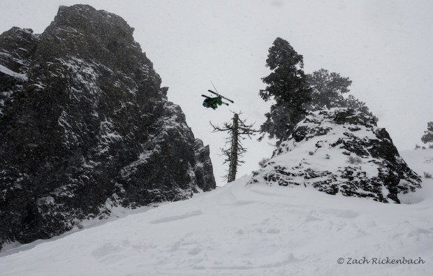 Eric bryan backflip skiing at squaw valley KT, photo: zack rickenbach