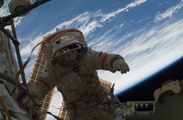 Russian cosmonaut at the ISS