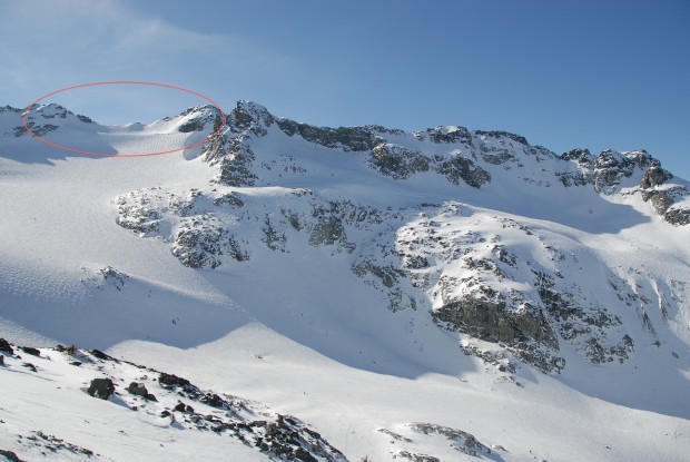 the windlip area is circled in this photo. It was in this area the 2 were camping
