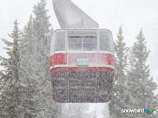 Snowbird tram today, May 18th, 2013.