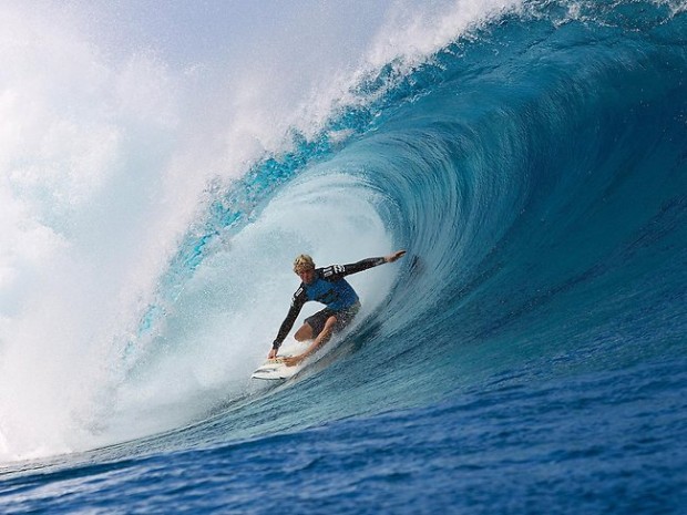 John John with his signature move.  Getting shacked.