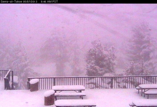 Sierra at Tahoe today at 8:45am.  6+ inches....