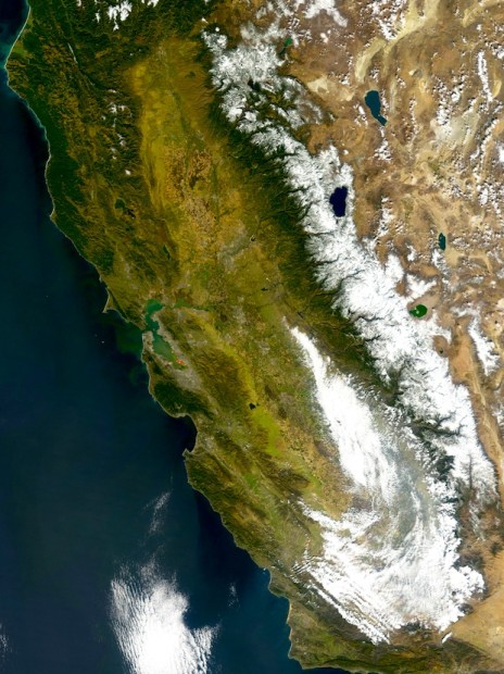Big Snow Year! California Sierra Nevada from Space