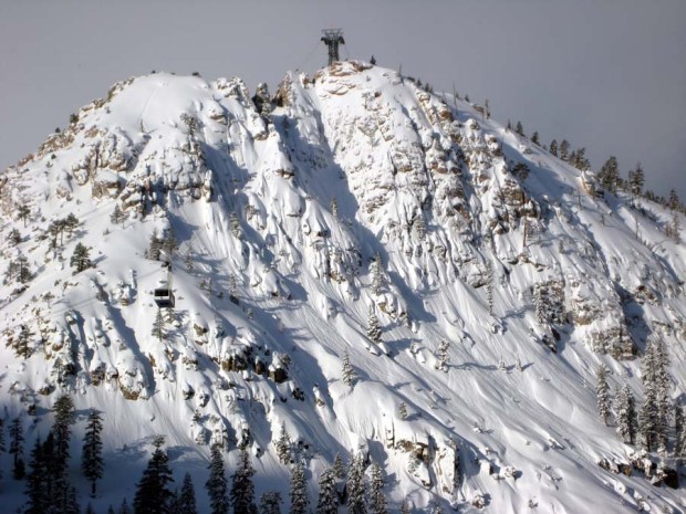 Squaw Valley Tram Face. No, no THIS is the gnarliest out of bounds terrain in Tahoe, snowiest