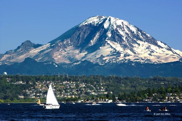 You can see Rainier from the beach