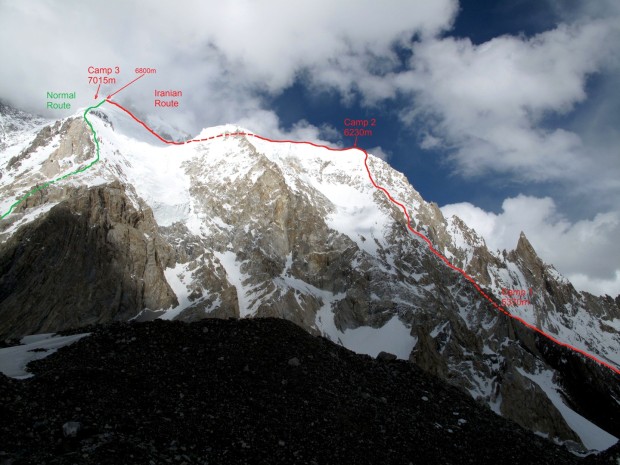 The route the 3 Iranians too up and the normal route they'd
