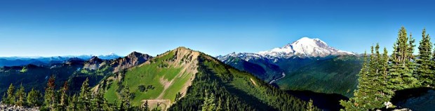 Crystal Mountain view of Mt. Rainier at the top of the gondola.