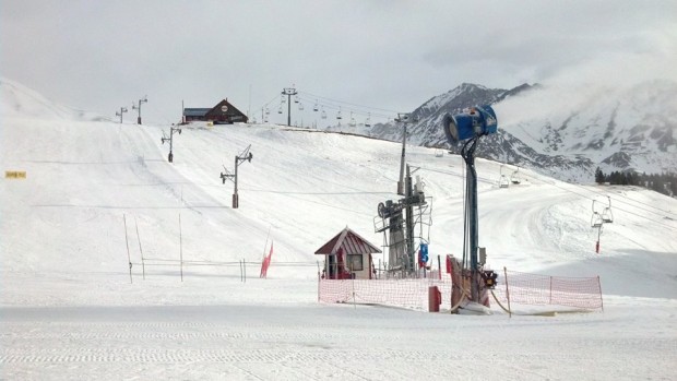 Snow guns cranking August 22nd .  photo:  las lenas