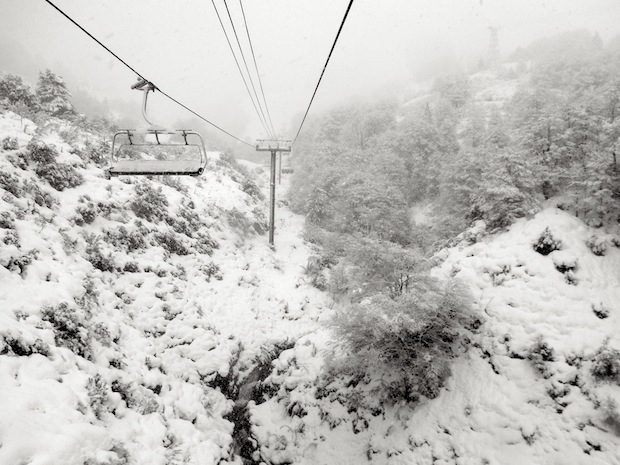 Sextuple chair on lower Mountain on August 6th, 2013.