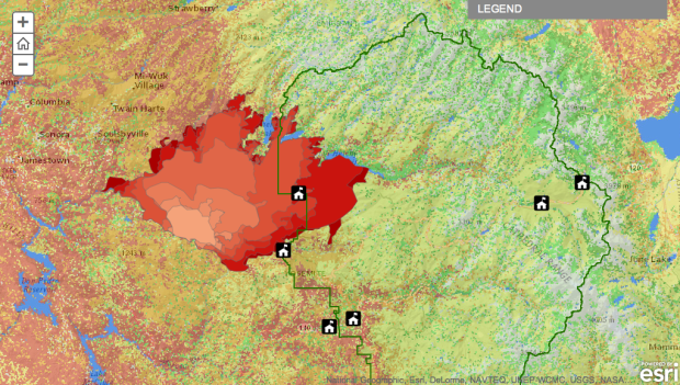 See how the fire has progressed since August 17th, 2013. Darker colors represent more recent perimeters.
