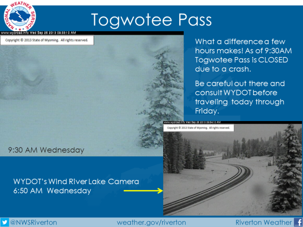 Snow on WYs Togwotee Pass yesterday
