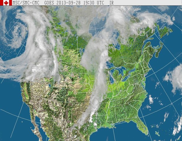 GOES West (North America) satellite image at 1:20pm, September 28th, 2013.