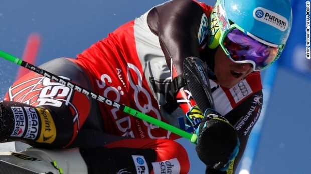 The US Ski Team's Ted Ligety winning Giant Slalom in Soelden, Austria. 