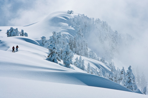 Miles Clark & Jeff Seifred in the Mt. Baker Backcountry in 2008.  photo:  Grant Gunderson