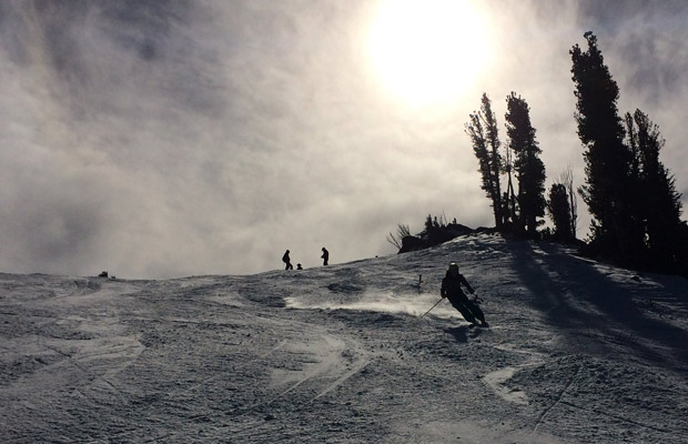 Michelle Delumyea getting her afternoon ski carve on