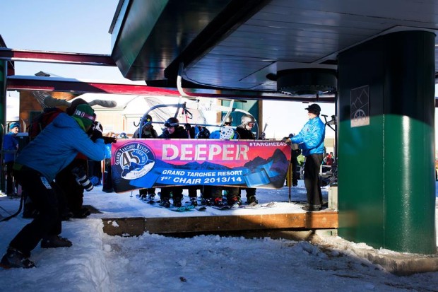 First chair, opening day at Targhee, 2013