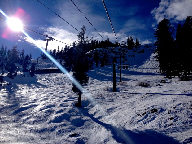 No one was touching these icy looking moguls under the summit chair today at Alpine.