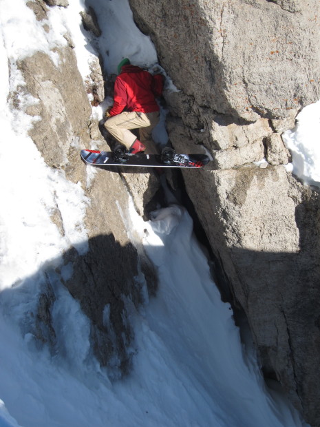 Corbet's alternative entry.  Very alternate entry.  This guy is climbing down to avoid the air in.