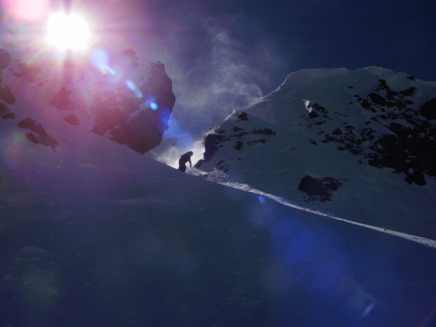 Jared Leon straight lining out of the Palisades at Kirkwood.