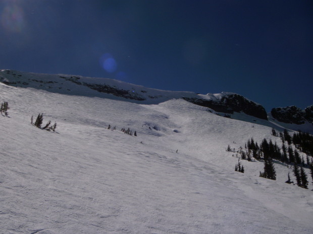 Looking up at the famous Wall at Kirkwood.