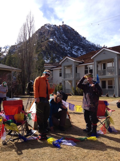 Pain McShlonkey spoof on Jeremy Jones "Higher" being filmed at Squaw on Friday.  photo:  snowbrains.com
