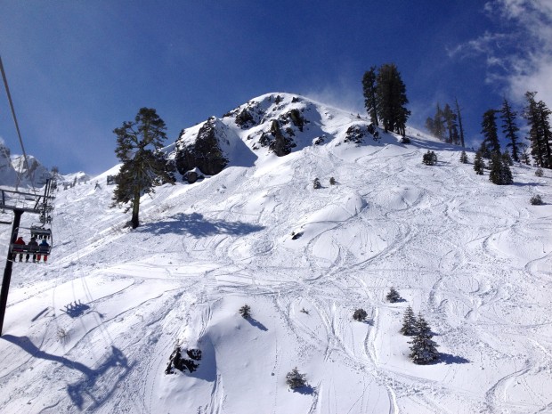 Powder evidence on the Nose at Squaw Monday.  photo:  snowbrains.com