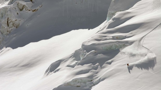 Survival skiing.  La Grave, France
