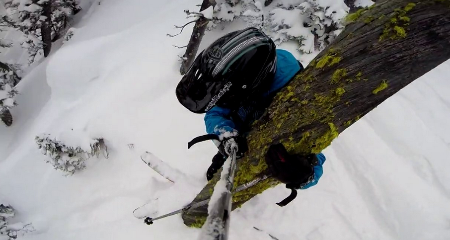Carl Beideman skiing the steep at Bridger Bowl
