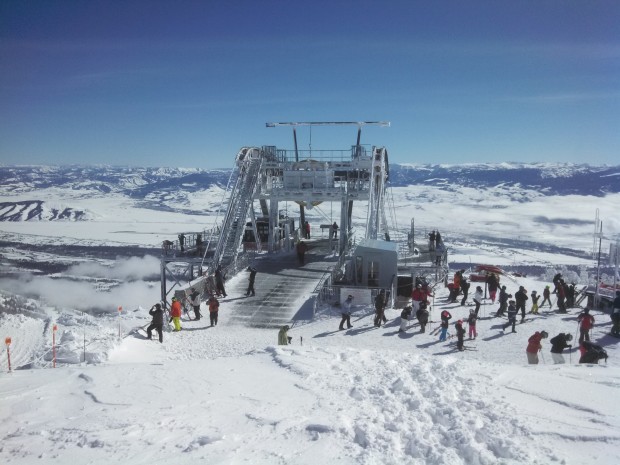 Unloading at the top of the tram