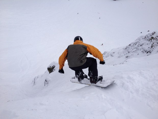 A bro dropping into Extra Chute.  Palisades.  Squaw