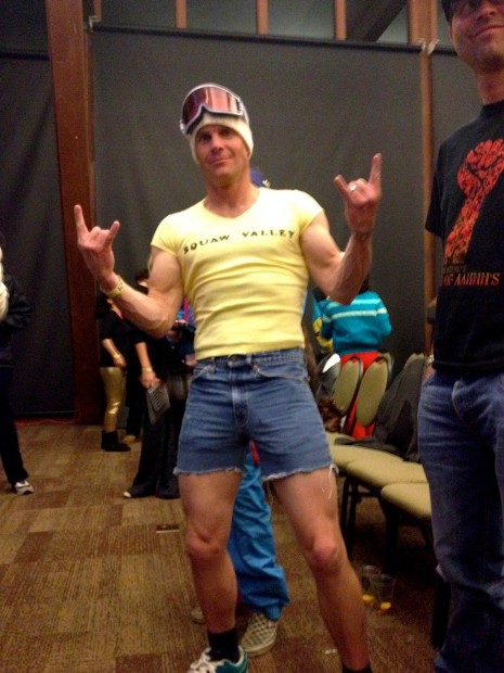 Scott at the Hot Dog party last night