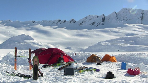 Sugar Mountain and camp.