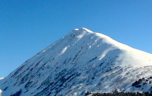 Sunburst Ridge as seen from Turnagain Pass.  Elevator shaft is on the lookers left and out of sight.