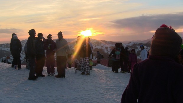 Party and sunset
