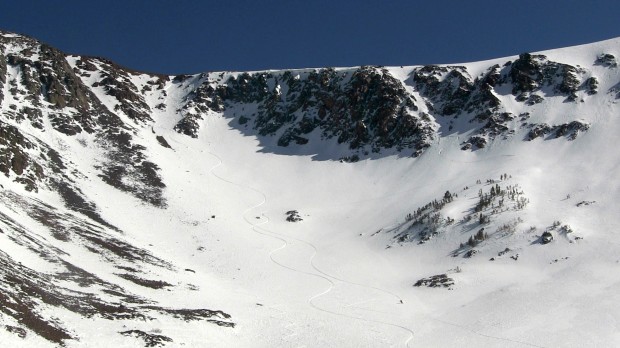 Our tracks just south of the Virginia Lakes today.