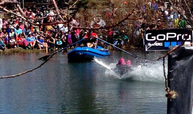 Backslapping into the Cushing Pond...always a good time!