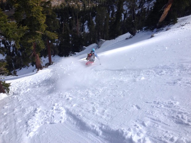 Sara is Detonator Chute in The Chutes at Mt. Rose, NV today.  Frame 2.