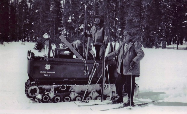 Schimke brothers doing a snow survey on Ebbetts Pass for the USGS