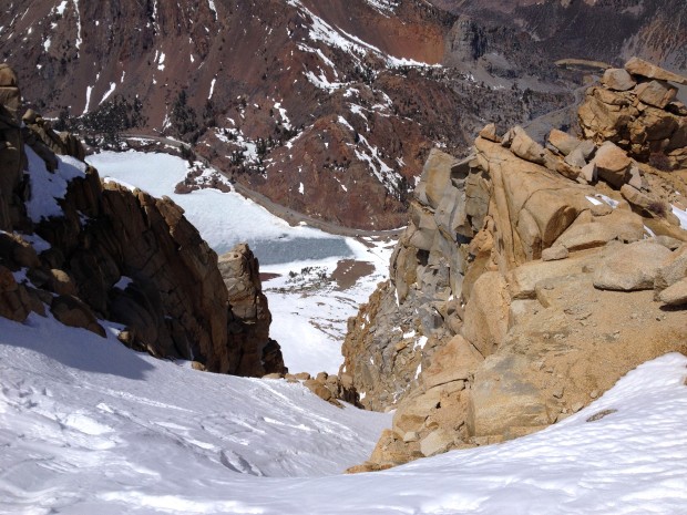The short no fall zone at the top of Ellery Chute