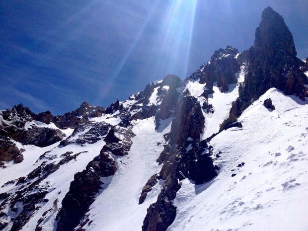 The gnar skier's right of the chute we skied.