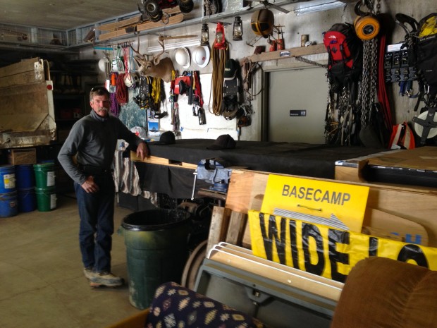 Troy in his garage.