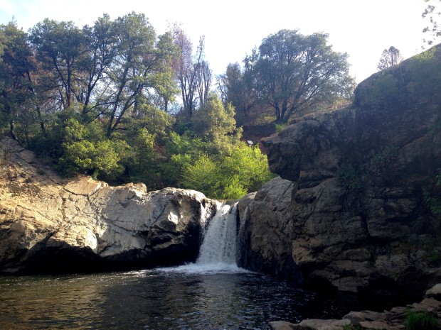 Rainbow Pools today.  Low waterfall flow, high cliff (right side)
