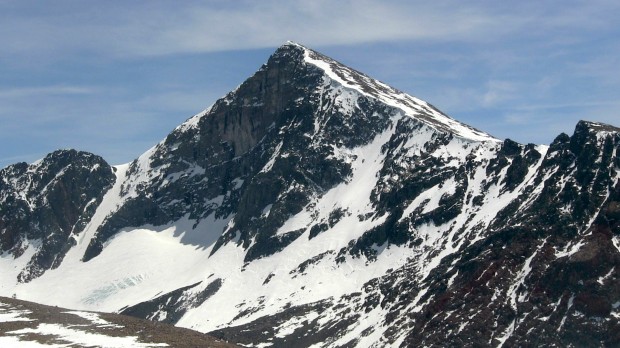 Mt. Dana with Dana Couloir on the left and Solstice Couloir on the right