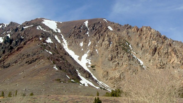 The Dunderberg peak south couloir doesn't go through anymore.  It did a week ago.
