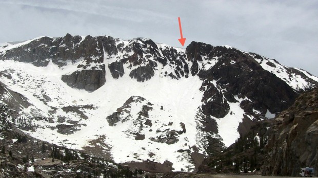 Poop chute in Ellery Bowl, Tioga Pass, CA.