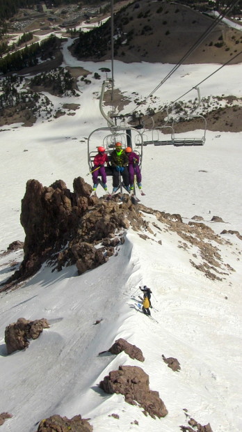 Squaw boys took over Mammoth today.  Here's a couple scoping the wind lip air.