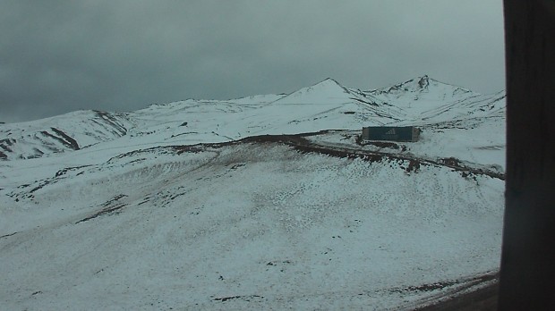 Valle Nevado with a solid pasting on the upper mountain.
