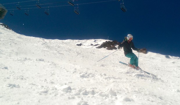 Aly leaving the gates behind and ripping some Chair 23 corn.