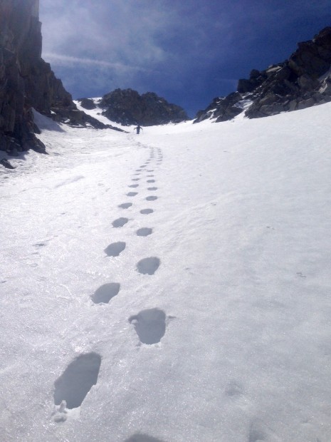 The arduous boot pack up the north side of Gibbs